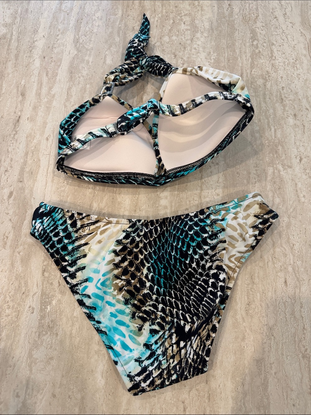 VENUS Turquoise and Black Snake-Print Halter Bikini - Picture 5 of 5